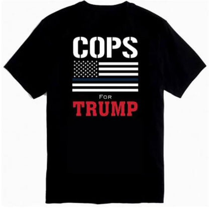 "COPS FOR TRUMP" Thin Blue Line Flag T-Shirt (Black or Gray)