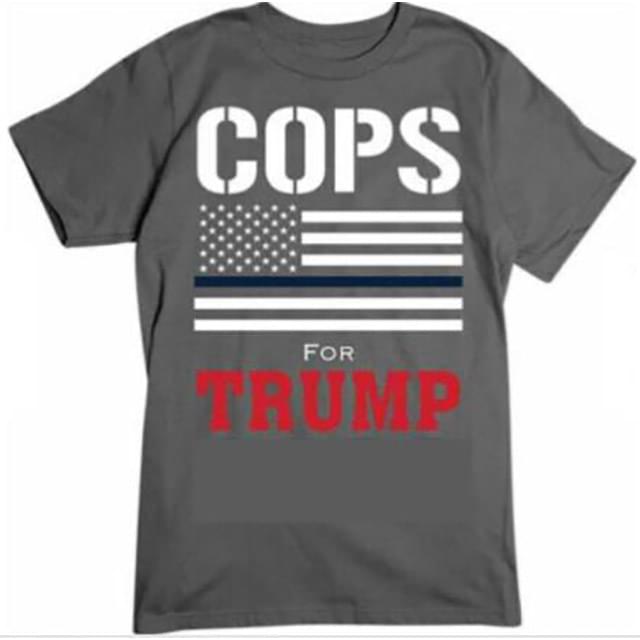 "COPS FOR TRUMP" Thin Blue Line Flag T-Shirt (Black or Gray)