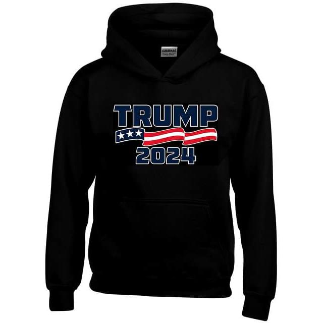 "TRUMP 2024" American Flag Banner Hoodie