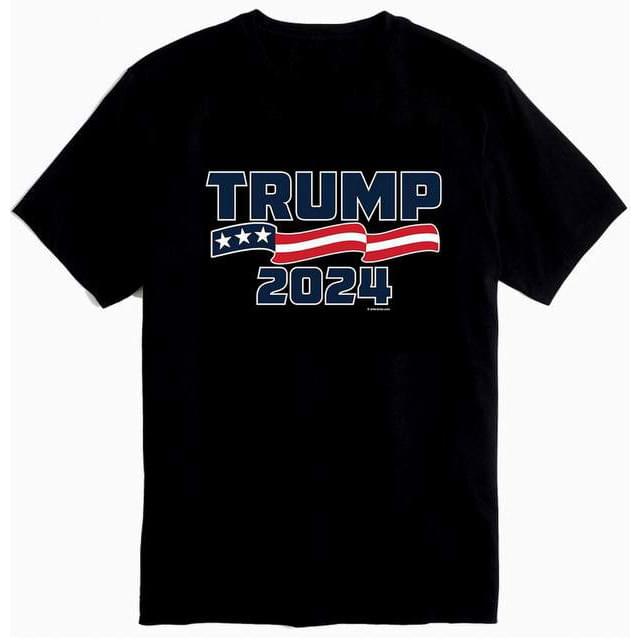 "TRUMP 2024" American Flag Banner T-Shirt (Black)