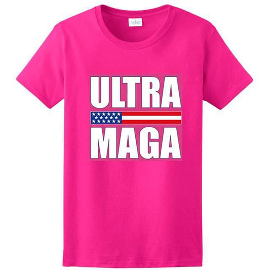 "ULTRA MAGA" American Flag Banner T-Shirt (Pink)