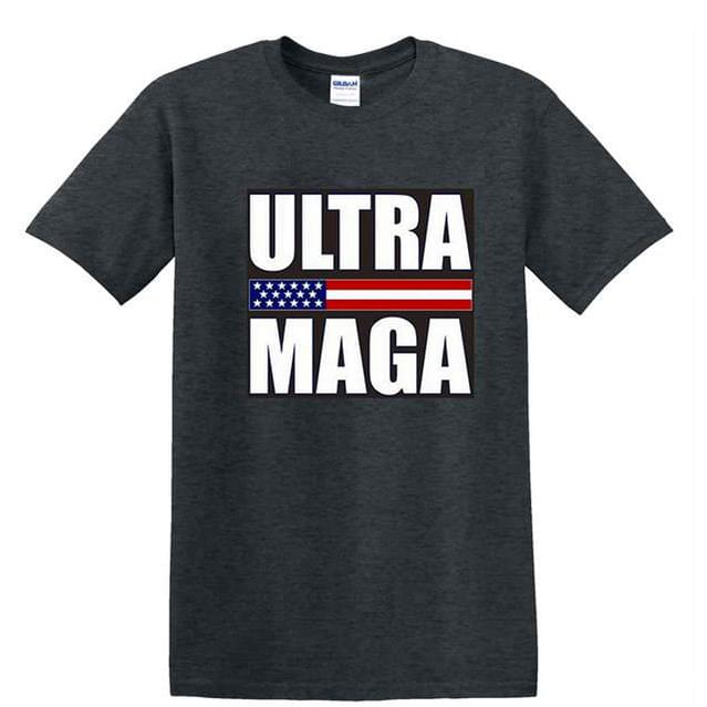 "ULTRA MAGA" American Flag Banner T-Shirt (Dark Gray or Light Gray)