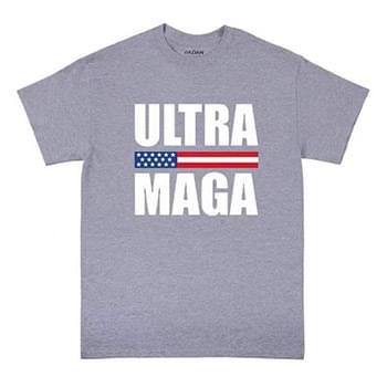 "ULTRA MAGA" American Flag Banner T-Shirt (Dark Gray or Light Gray)