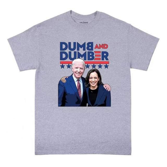 "DUMB AND DUMBER" Funny Joe Biden Kamala Harris T-Shirt (Light Gray)