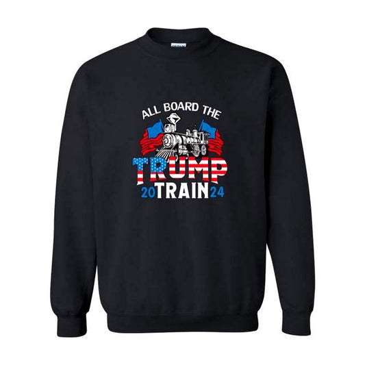 "ALL BOARD THE TRUMP TRAIN 2024" Crewneck Sweatshirt