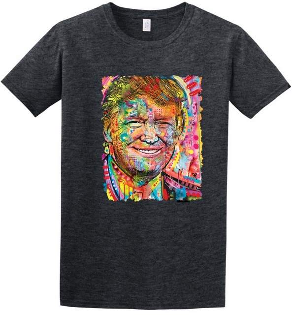 Colorful Trump Graphic T-Shirt (Dark Gray or Light Gray)