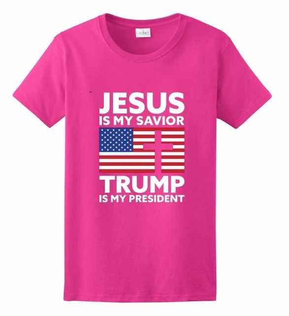 "JESUS IS MY SAVIOR TRUMP IS MY PRESIDENT" T-Shirt (Pink)