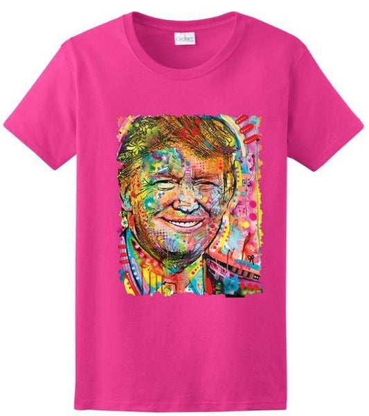 Colorful Trump Graphic T-Shirt (Pink)